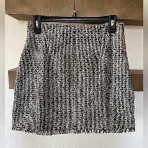 MINK PINK| Gray Tweed Mini Skirt with Intentional Frayed Raw Hem—Revolve•••